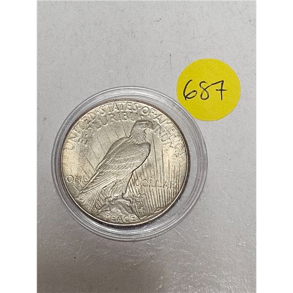 1925 US Silver Peace Dollar Coin - 90% silver