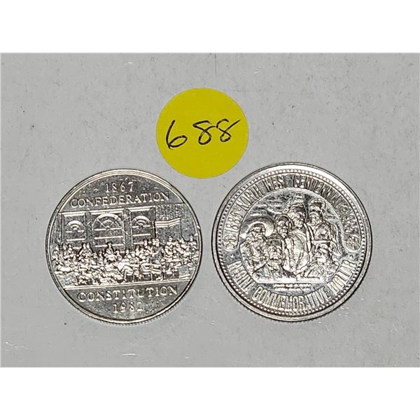 (2) Canadian Commemorative Dollar Coins.  1982 & 1985