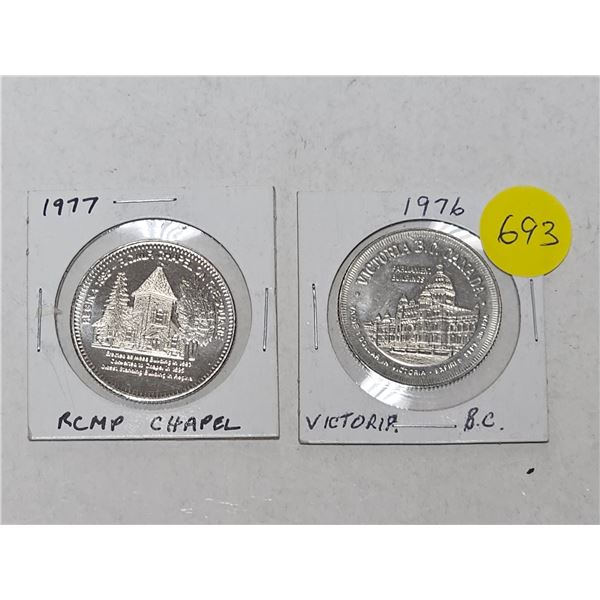 (2) Canadian Municipal Trade Dollars: 1977 Regina RCMP & 1976 Victoria BC