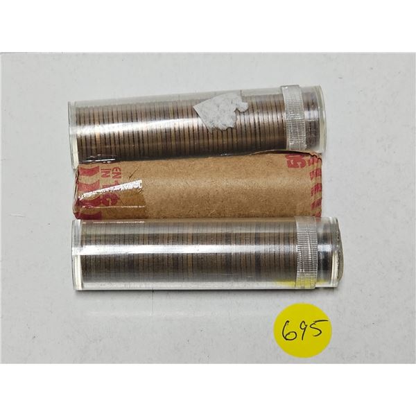 (2) Rolls Canada Pennies, (1) Roll of US Pennies