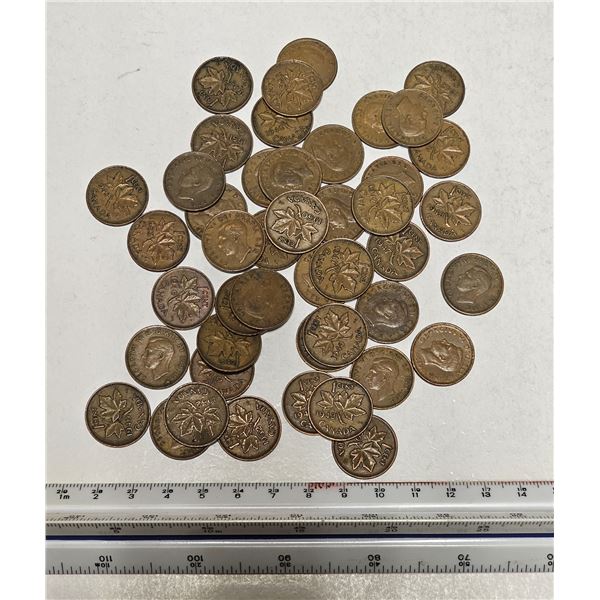 Lot of Canadian Pennies One Cent Coins (1940’s & 1950’s)