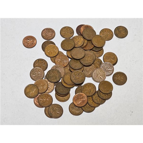 Lot of Assorted Canadian Pennies One Cent Coins