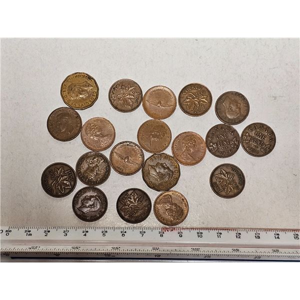 Lot of Canadian One Cent Coins, Centennial Pennies etc.