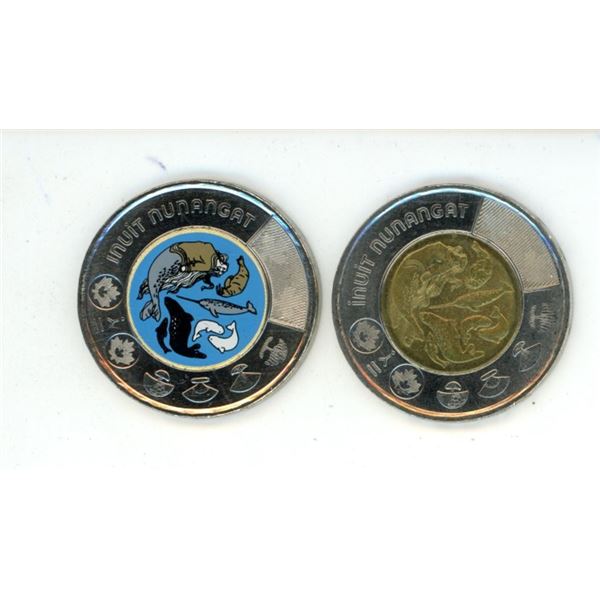 (2) 2024 Canada Coloured and Uncoloured Inuit $2 Coins