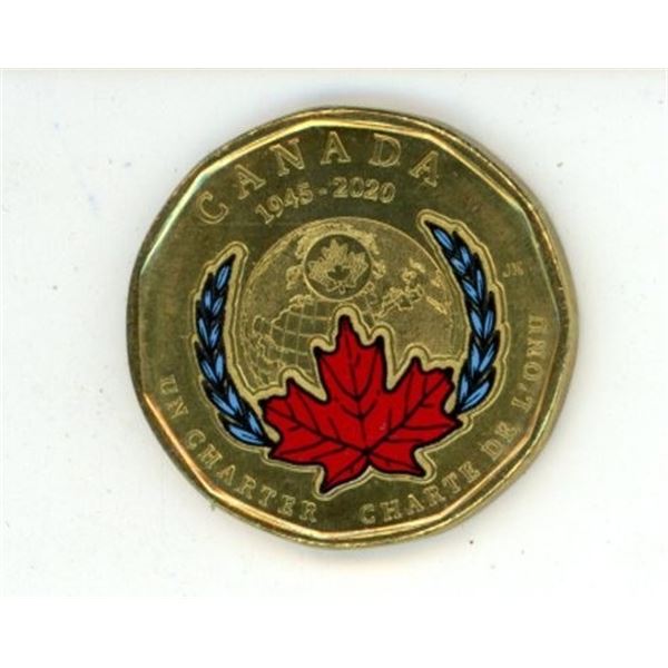 2020 Canadian Coloured 75th Anniversary United Nations $1 Coin