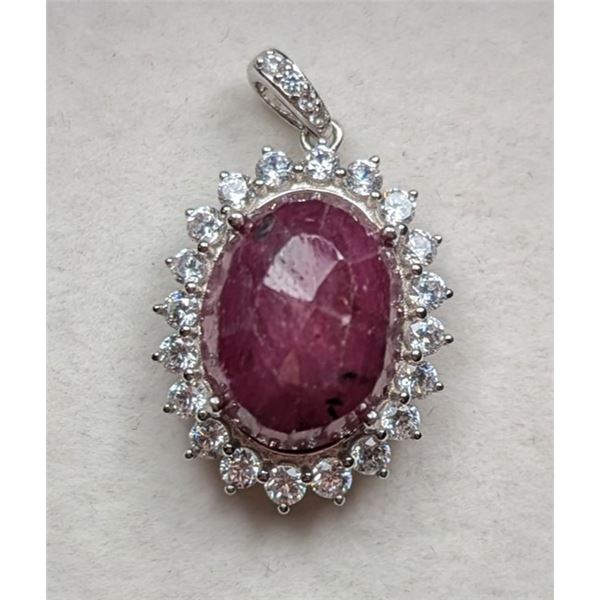 3.7 ct Certified Silver Ruby gemstone Pendant ($5,684 Appraisal)