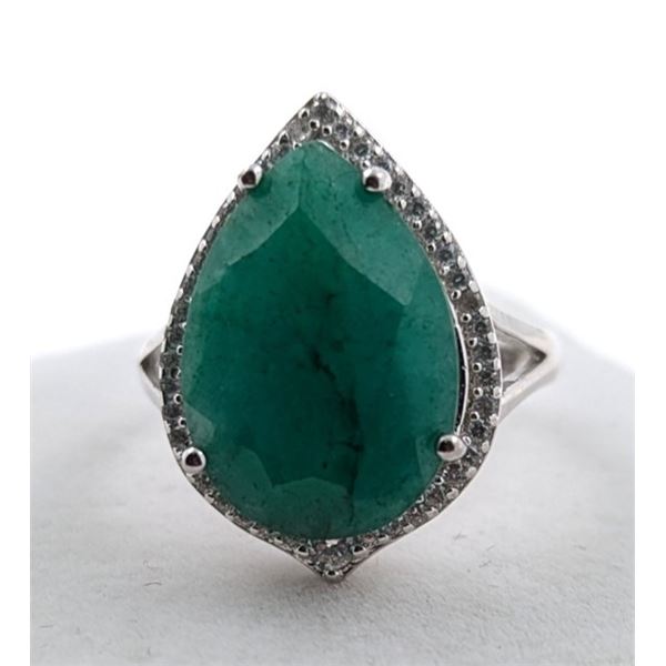 4.8 ct Certified Silver Emerald gemstone Ring ($7,888 Appraisal)