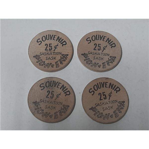 4 - 1959 Pion-era Wooden 25Cent Souvenir Trade Tokens