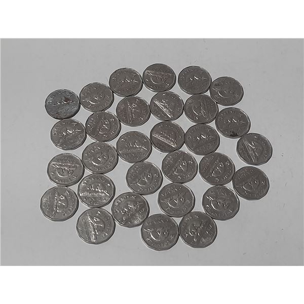 30 Canadian Nickels Various Years