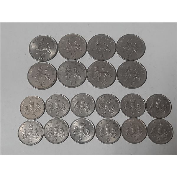 United Kingdom 8 - New 10 Pence & 12 - New 5 Pence