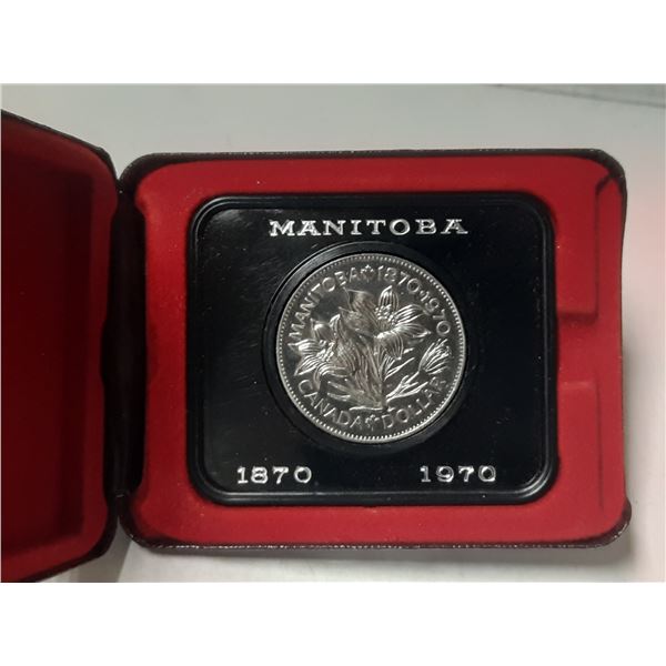 1970 Canadian nickel dollar commemorating the centennial of Manitoba's entry into Confederation.