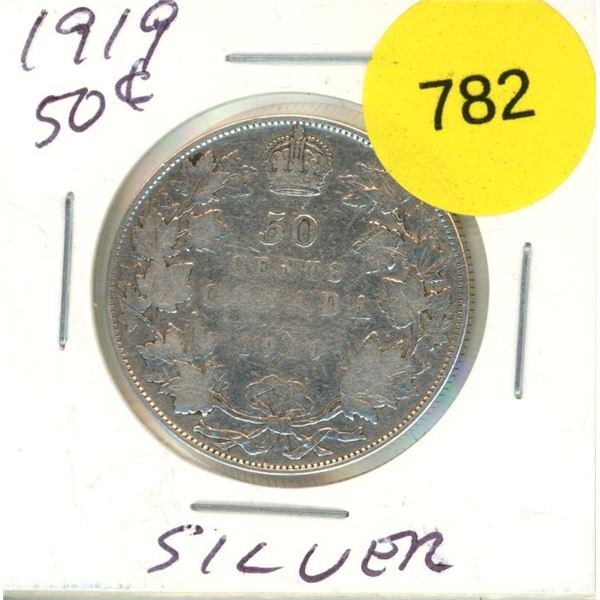 1919 Canadian Silver 50 Cents.