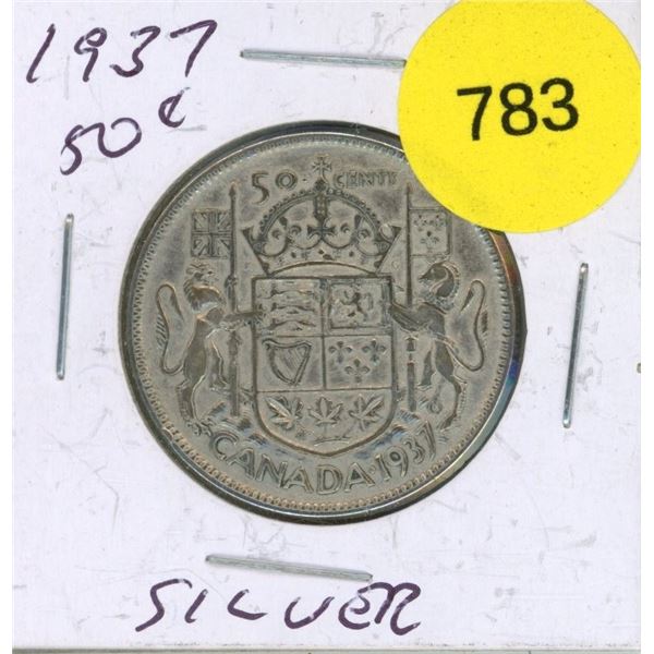 1937 Canadian Silver 50 Cents.
