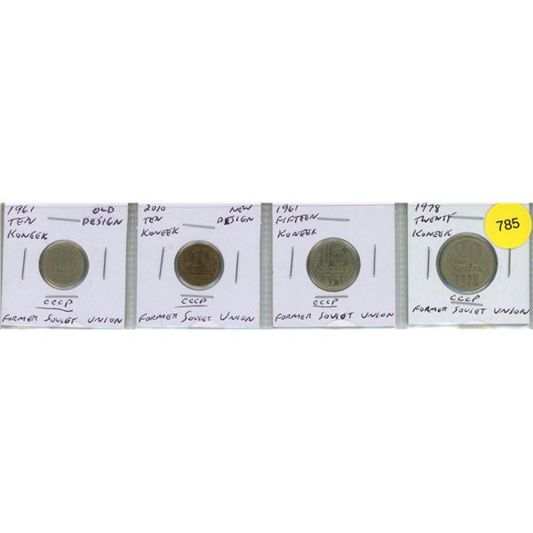 Collection of Soviet and Russian coins, commonly referred to as Kopeks- 1961 10 Kopeks, 2010 10 Kope