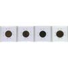 Image 2 : Set of four British farthing coins, each individually housed in protective cardboard holders.