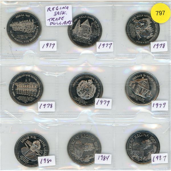 (9) Regina Trade $1.00 Dollars -mixed Dates.