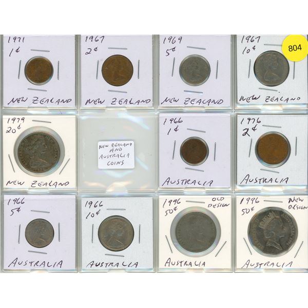 Collection of New Zealand and Australia Coins.  (Total 11 Coins)