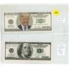 Image 1 : Donald Trump 2020 Presidential Novelty Dollar Bill AND 2012 series United States $100 Federal Reserv