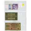 Image 1 : Three different historical German banknotes - 10 Deutsche Mark bill, 10 Mark Reichsbanknote dated 19