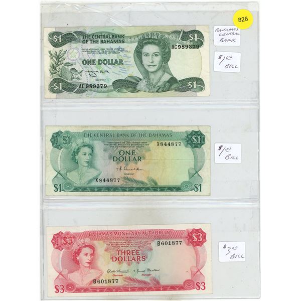 Bahamian banknotes feature Queen Elizabeth II, with the $1 notes issued by the Central Bank of the B