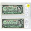 Image 1 : (2) 1967 Canada One Dollars - (In Sequence & Uncirculated)