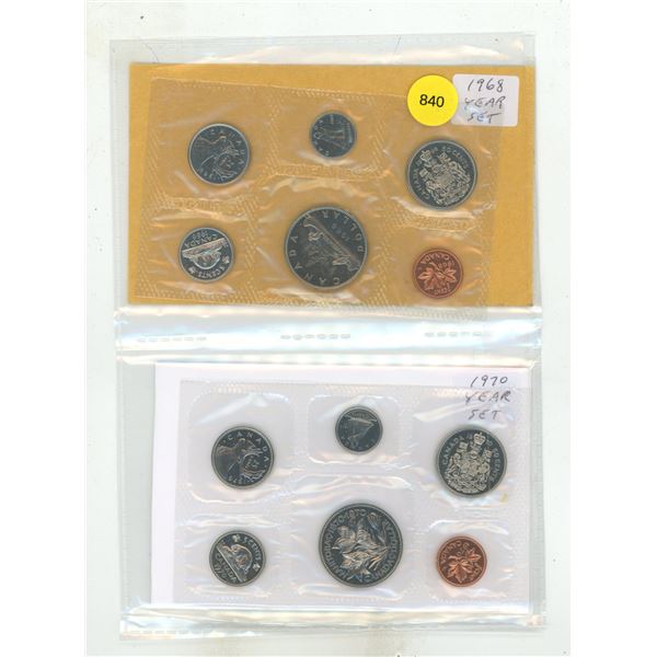 1968 and 1970 Canada Proof Like Uncirculated Coin Sets.