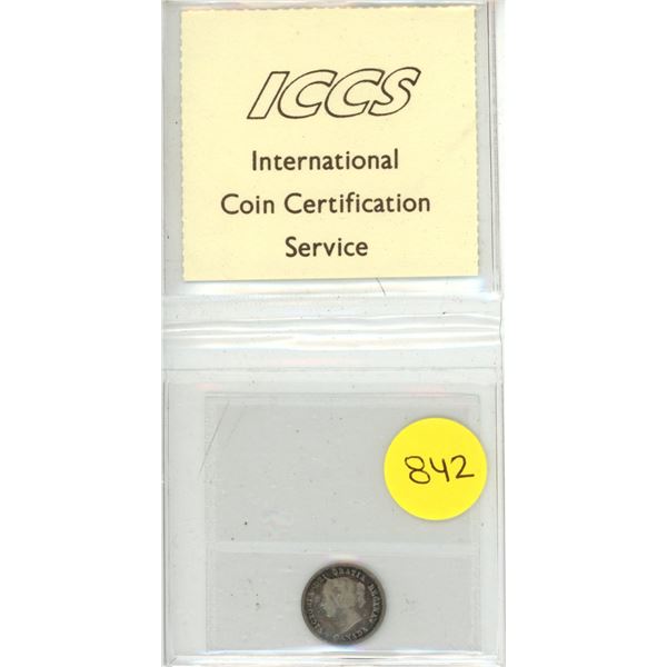1872H Canadian Victorian Silver 5 Cents. ICCS graded G-6 Bent. Scarce Heaton Mint.