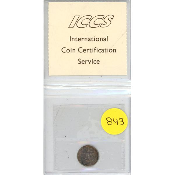 1887 Canadian Victorian 7 Over 7 Silver 5 Cents. ICCS graded EF-45 7 Over 7, Cleaned. Retail $450.