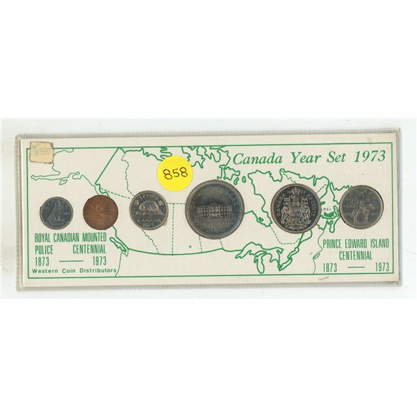 1973 Year Set. Nickel Dollar commemorates PEI joining Canada.