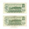 Image 2 : (2) 1973  Bank of Canada One Dollar.