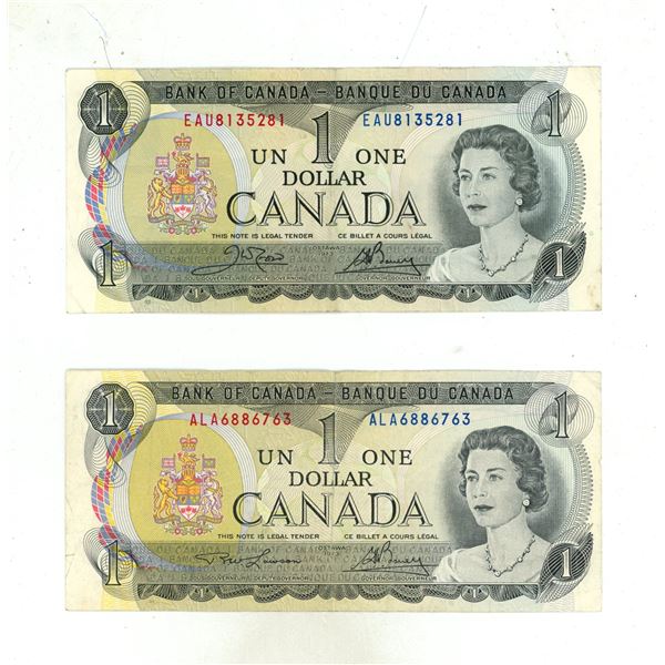 (2) 1973  Bank of Canada One Dollar.