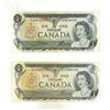 Image 1 : (2) 1973  Bank of Canada One Dollar.