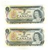 Image 1 : (2) 1973  Bank of Canada One Dollar (Uncirculated & In Sequence)