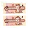 Image 1 : (2) 1986  Bank of Canada One Dollar (Uncirculated & In Sequence)