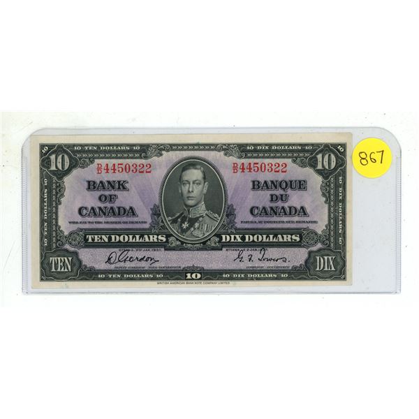 1937 Canada Ten Dollars.