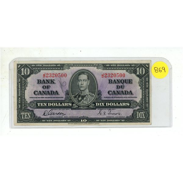 1937 Canada Ten Dollars.