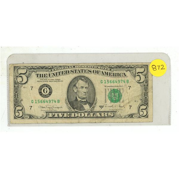 1988 U.S.A. Five Dollars.