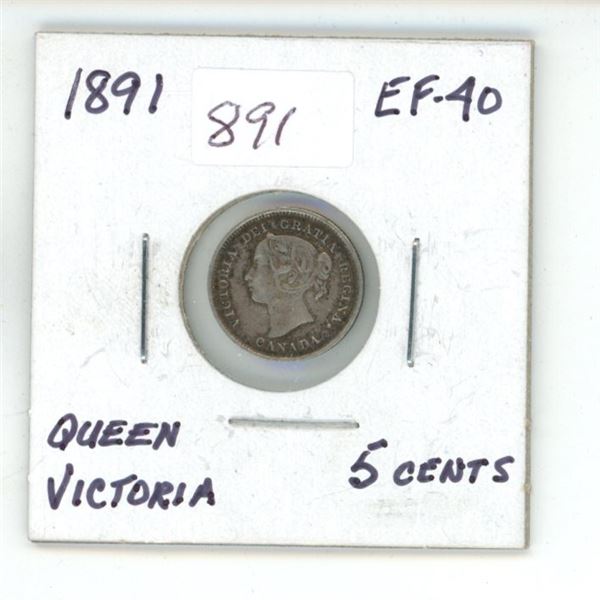 1891 Canada Queen Victoria 5 Cents