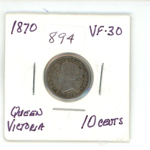 1870 Canada Queen Victoria 10 Cents
