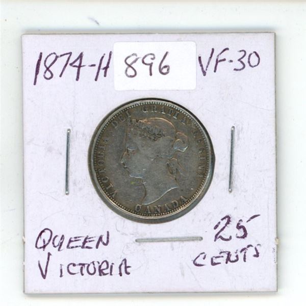 1874-H Canada Queen Victoria 25 Cents