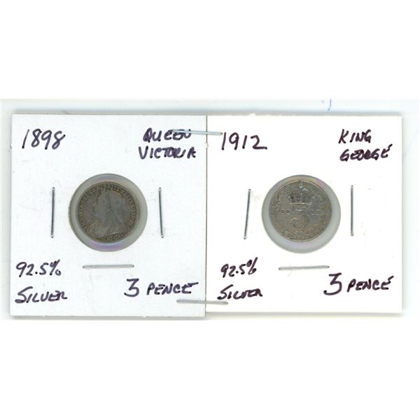 1859 and 1913 Silver 3 Pence