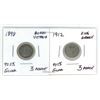 Image 1 : 1859 and 1913 Silver 3 Pence