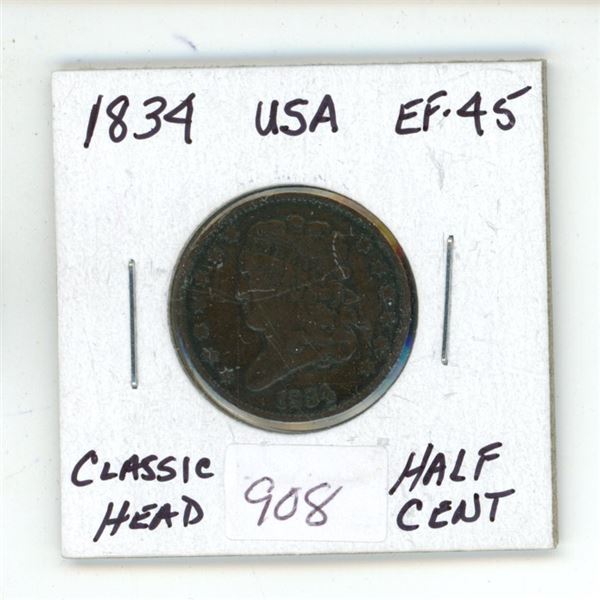 1834 US Classic Head Half Cent
