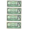 Image 1 : (4) Sequential1954 Canada One Dollar Notes