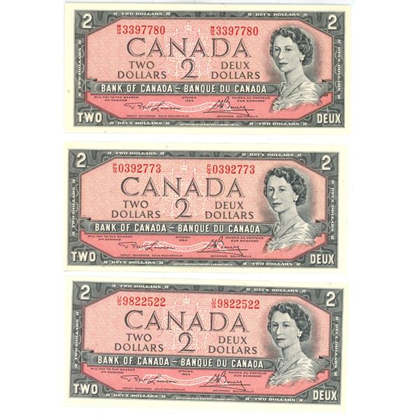 (3) 1954 Canada High Grade Two Dollar Bills