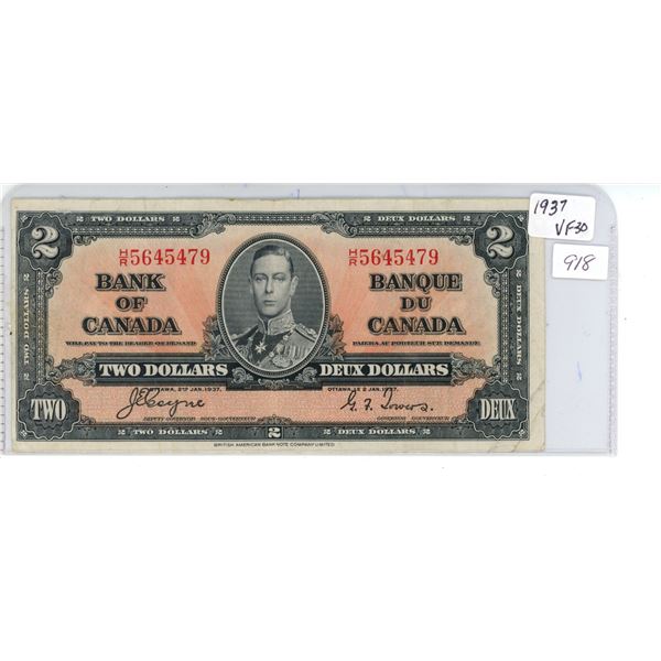 1937 Canada Two Dollar Bill