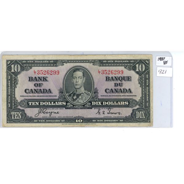 1937 Canada Ten Dollar Bill
