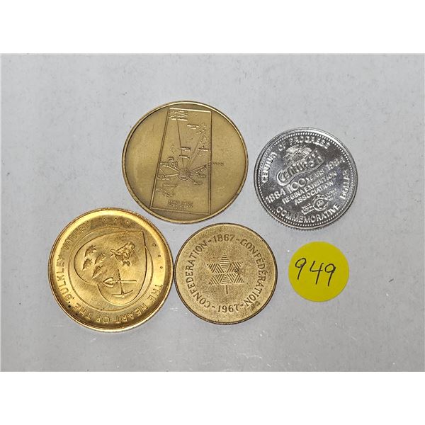 Lot of 4 Vintage Canadian Souvenir Tokens