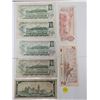Image 2 : Lot of (7) Vintage Canadian Banknotes: Five $1 Bills & Two $2 Notes