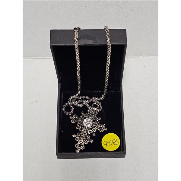 Silver Toned Cross Pendant Necklace